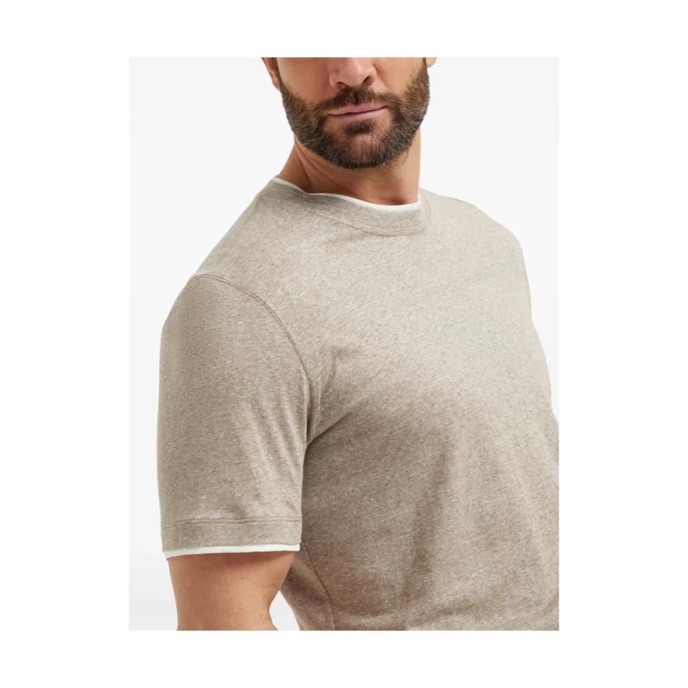 BRUNELLO CUCINELLI Beige Crew Neck T-shirt Beige Heren