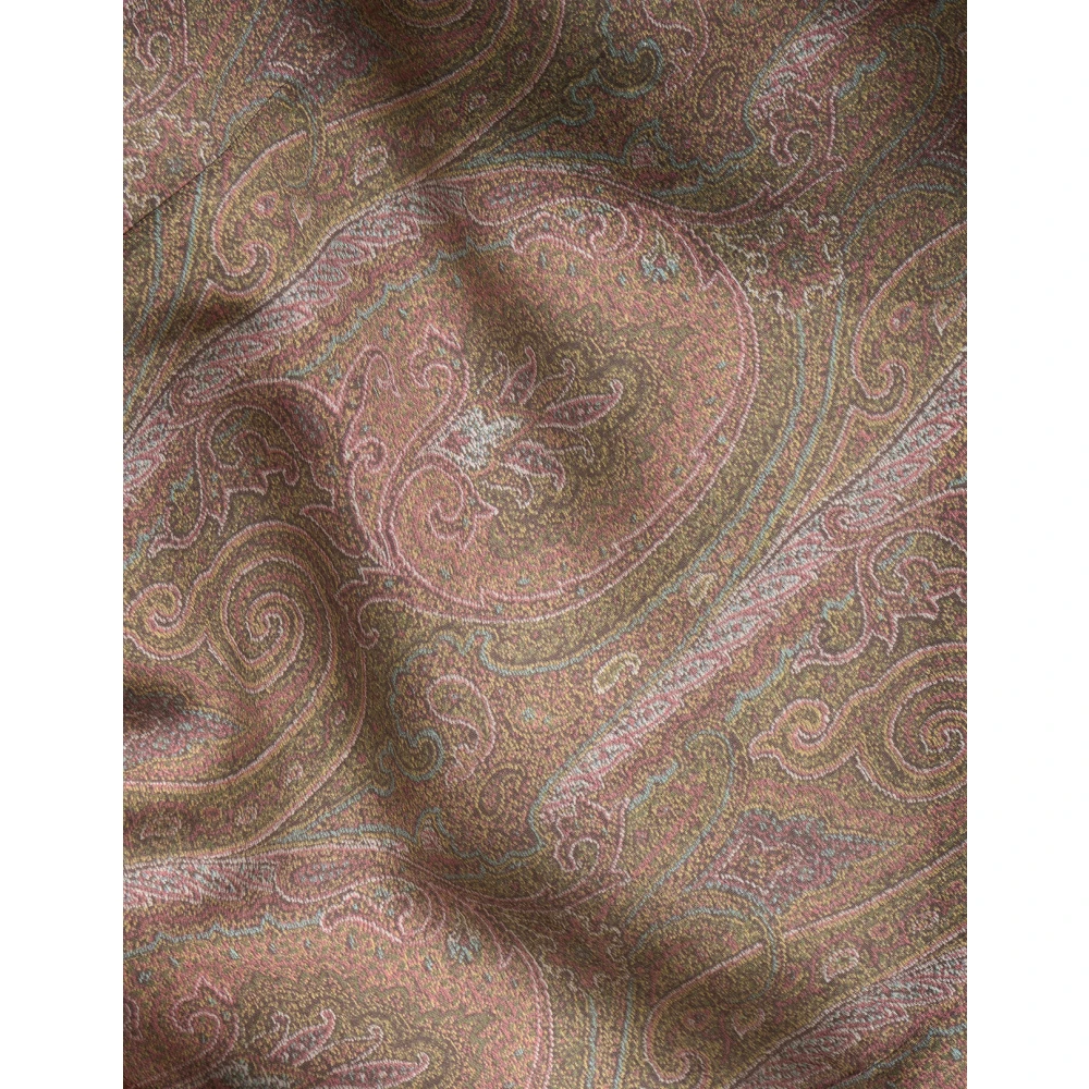 ETRO Bruine Paisley Print Zijden Overhemd Brown Heren