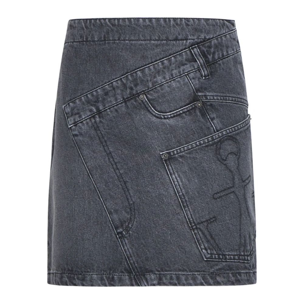 Jw Anderson Women's Gray Denim Skirts, Xs, Twisted Denim Mini Skirt