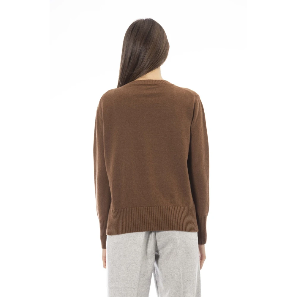 Alpha Studio Ronde Hals Lange Mouw Trui Brown Dames