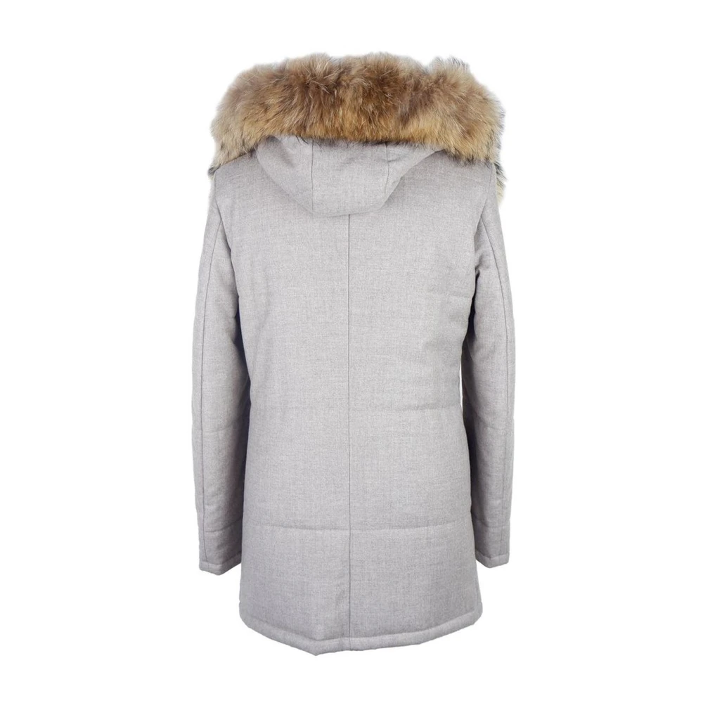 Made in Italia Grijze wollen capuchonjas Stijlvolle rits Gray Heren
