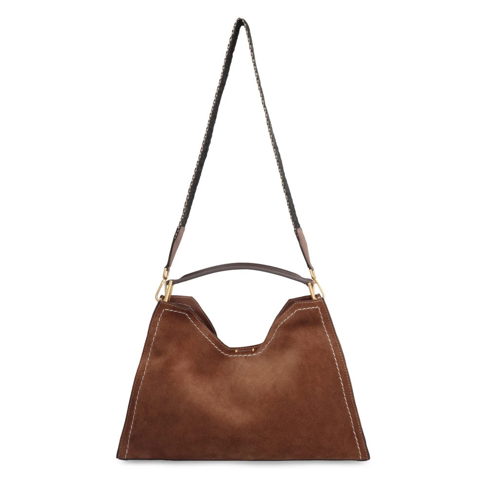 Gianni Chiarini Stijlvolle suède tote tas met leren details Brown Dames