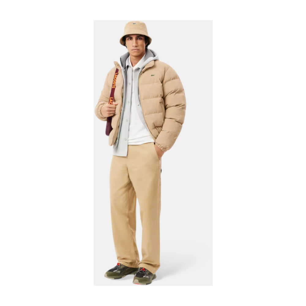 Lacoste Gewatteerde Ribfluwelen Jas Beige Heren