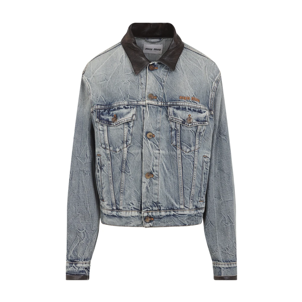Miu Miu Blue Denim Jackets, Female, S, Denim Blouson Jacket