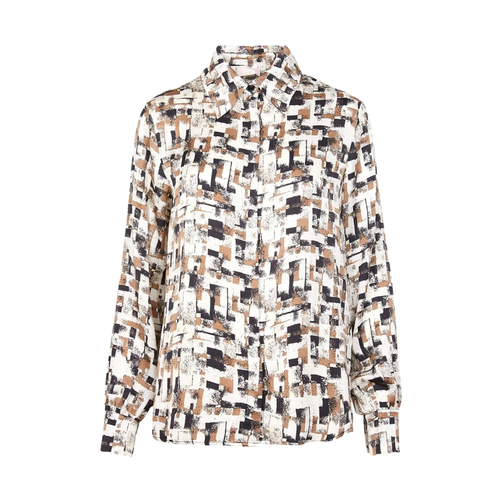 Liu Jo Gedrukte viscose overhemd met klassieke kraag Multicolor Dames
