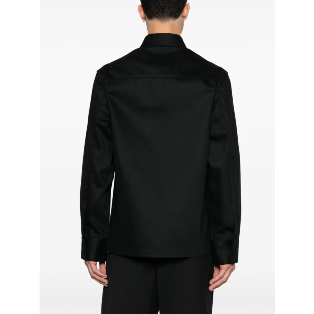 Jil Sander Zwarte Denim Overhemd Klassieke Kraag Black Heren
