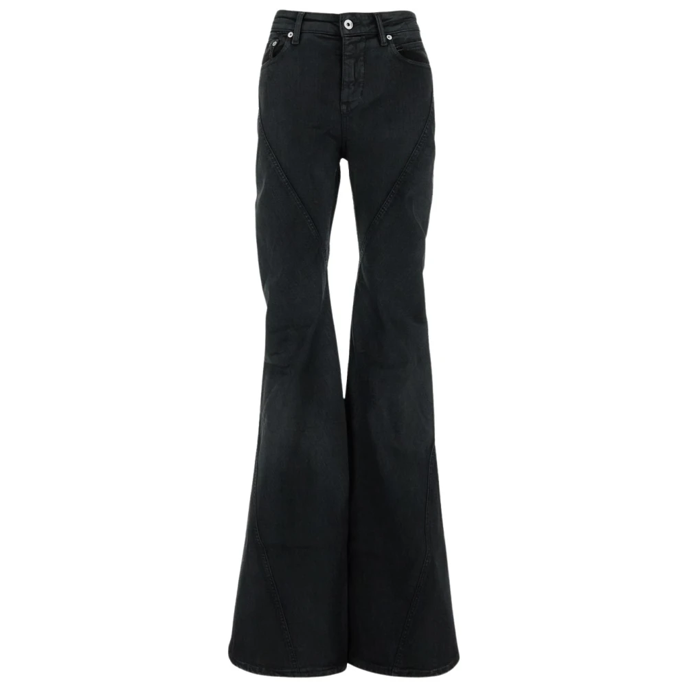 Rick Owens Katoenen Bias Bootcut Broek Black Dames