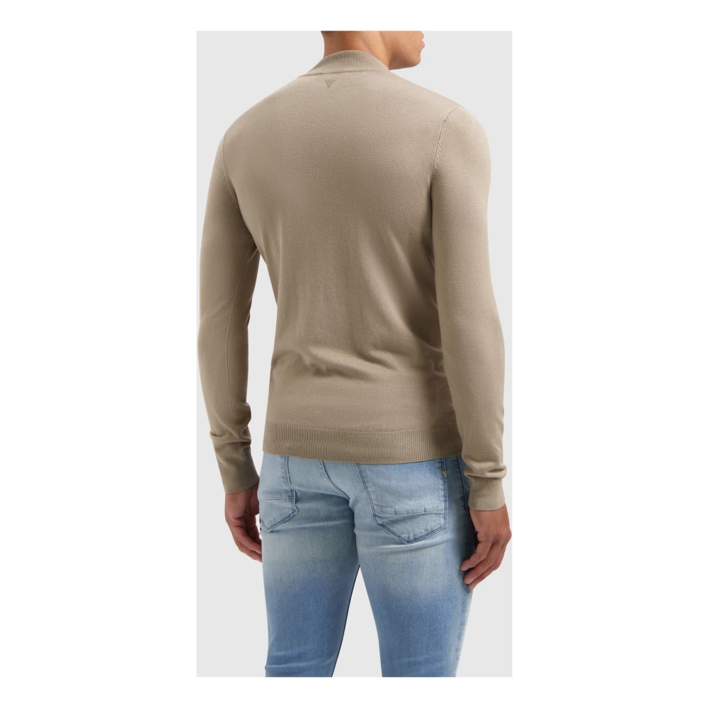 Pure Path Essentiële Half-Zip Gebreide Trui Beige Heren