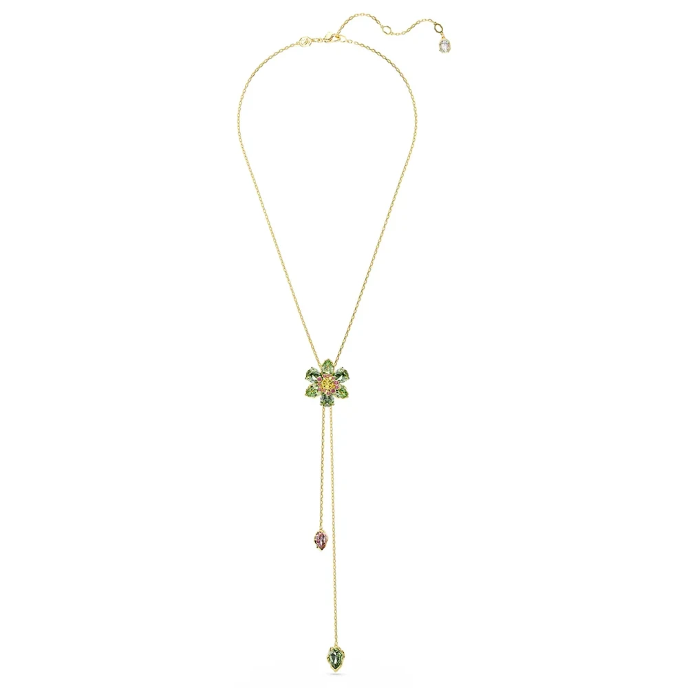Swarovski Damen Gelb/Rosa/Grün Y-Kette "Schmuck Geschenk Idyllia Y-Anhänger Blume", Gold (Goldfarben, ), Halsketten, Metall, L: 70, Mit Swaro... - Image 4