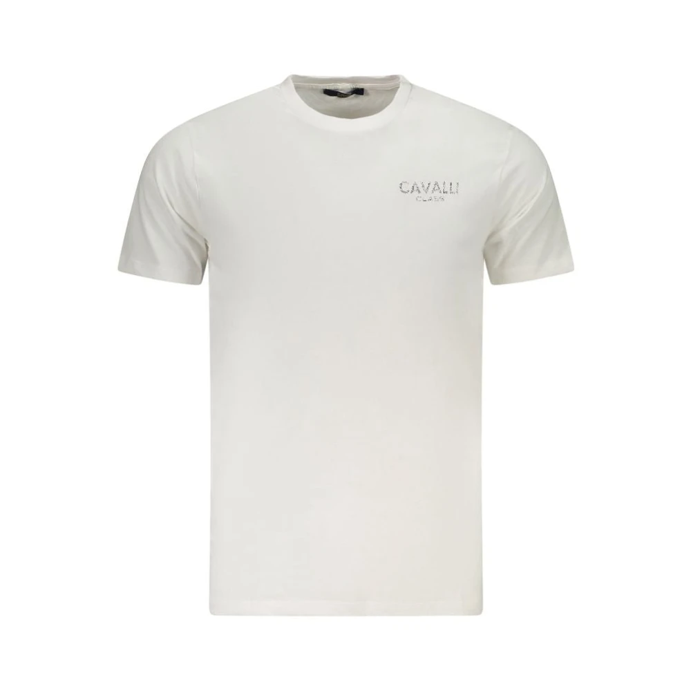 Cavalli Class , T-Shirts, Male, White, M, Printed Logo Cotton T-Shirt
