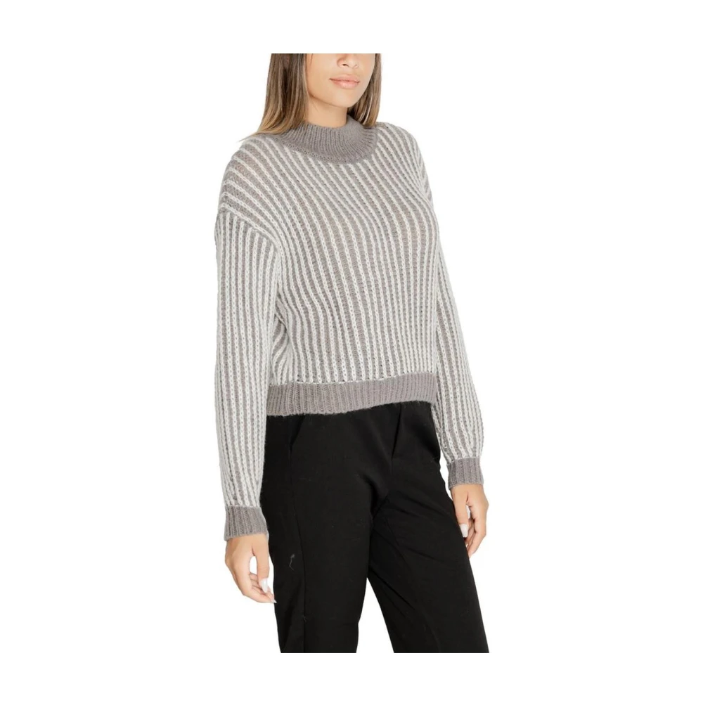 Jacqueline de Yong Grijze Geribbelde Gebreide Trui Gray Dames