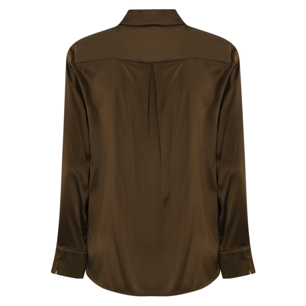 Max Mara Zijden bruine overhemd lange mouw geknoopt Brown Dames