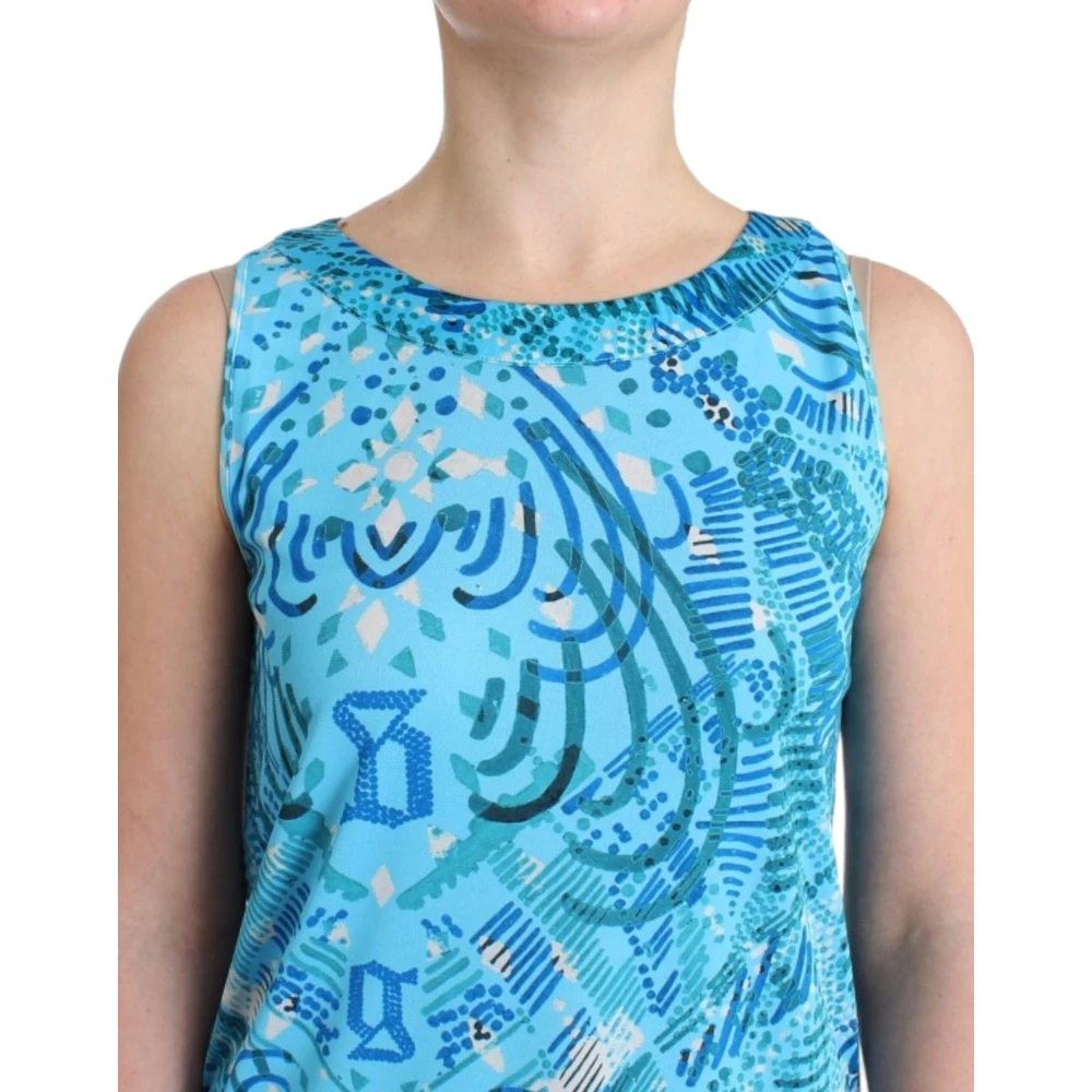 John Galliano Elegante Mouwloze Top met Zijdedetails Blue Dames