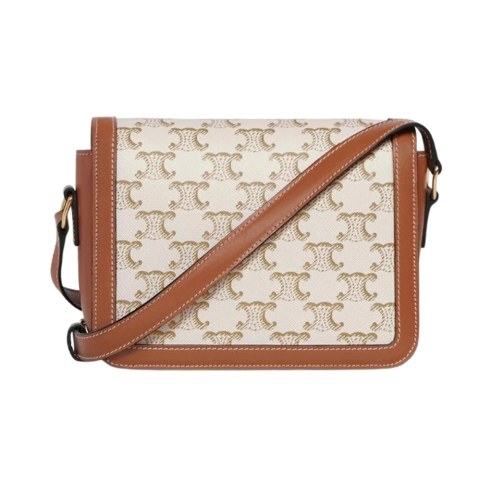 Celine Triomphe Logo Schoudertas Vrouwen Beige Dames