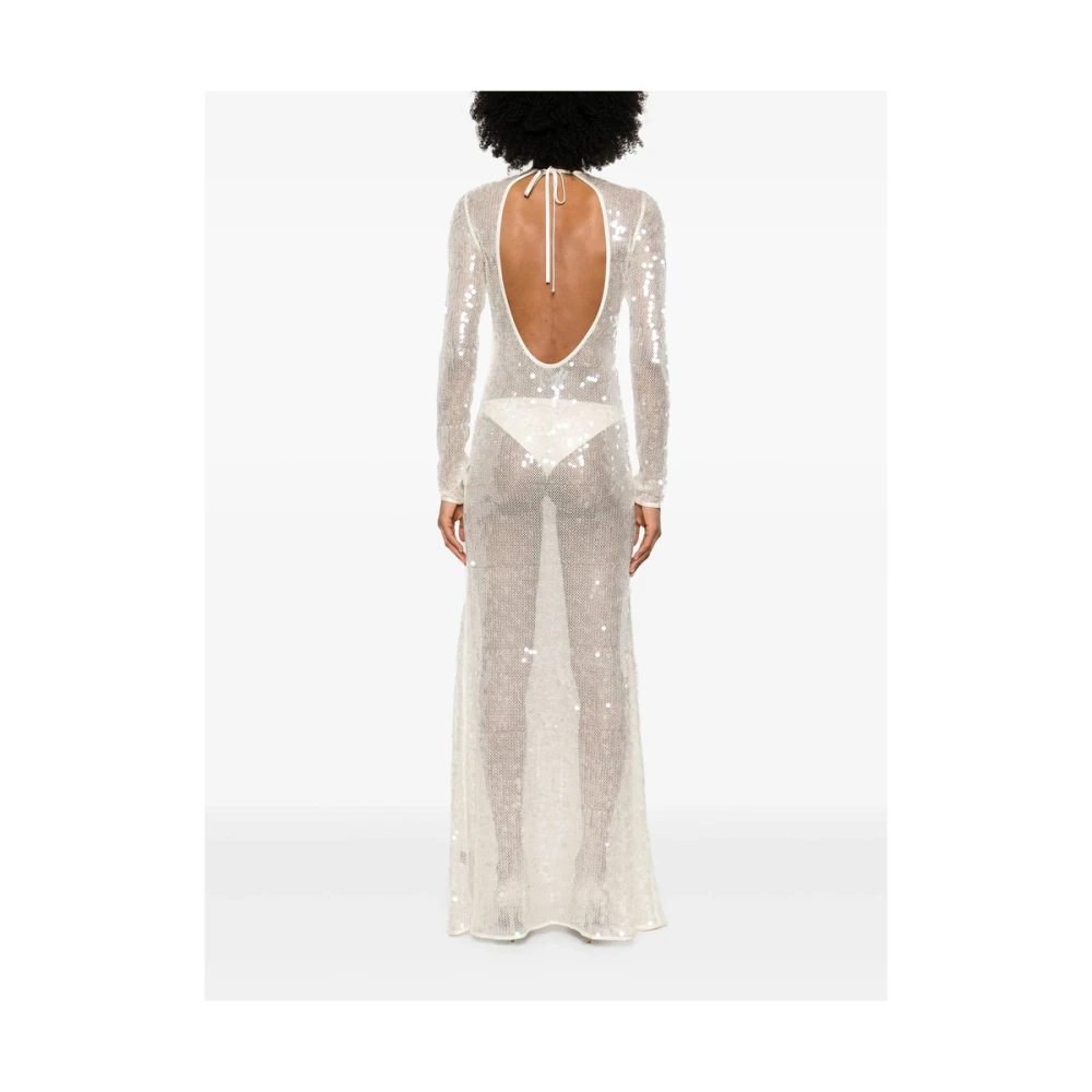 David Koma Mesh Design Open Rug Jurk Beige Dames