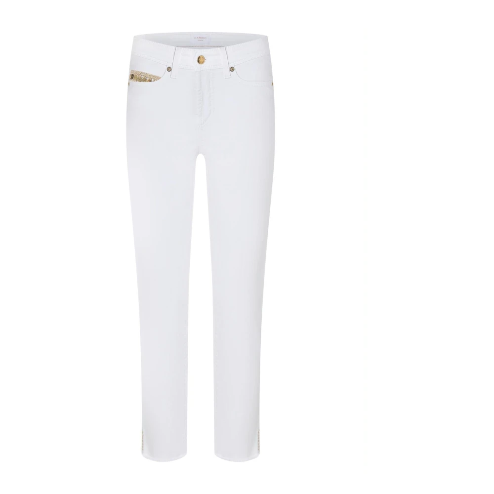 CAMBIO Piper Short Jeans met stijlvolle details White Dames