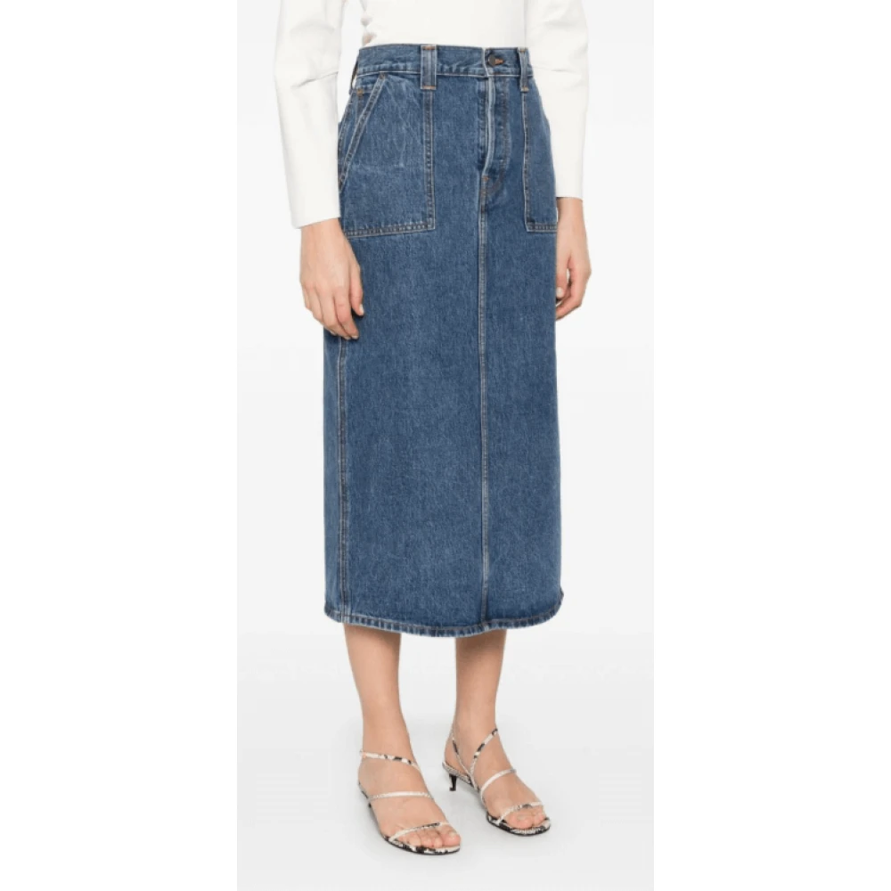 Khaite Blauwe Midi Jurk met Knoopsluiting Blue Dames