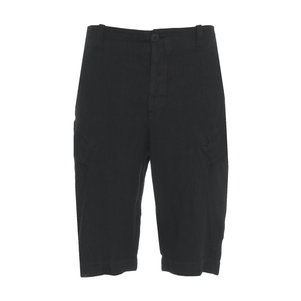 Transit Zwarte Linnen Cargo Shorts Black Heren