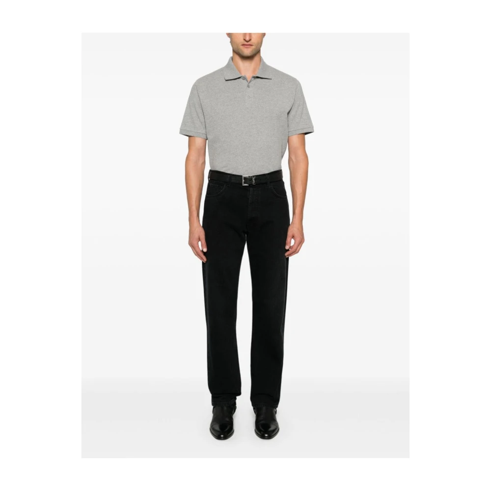 Saint Laurent Piqué polo shirt van katoenmix Gray Heren