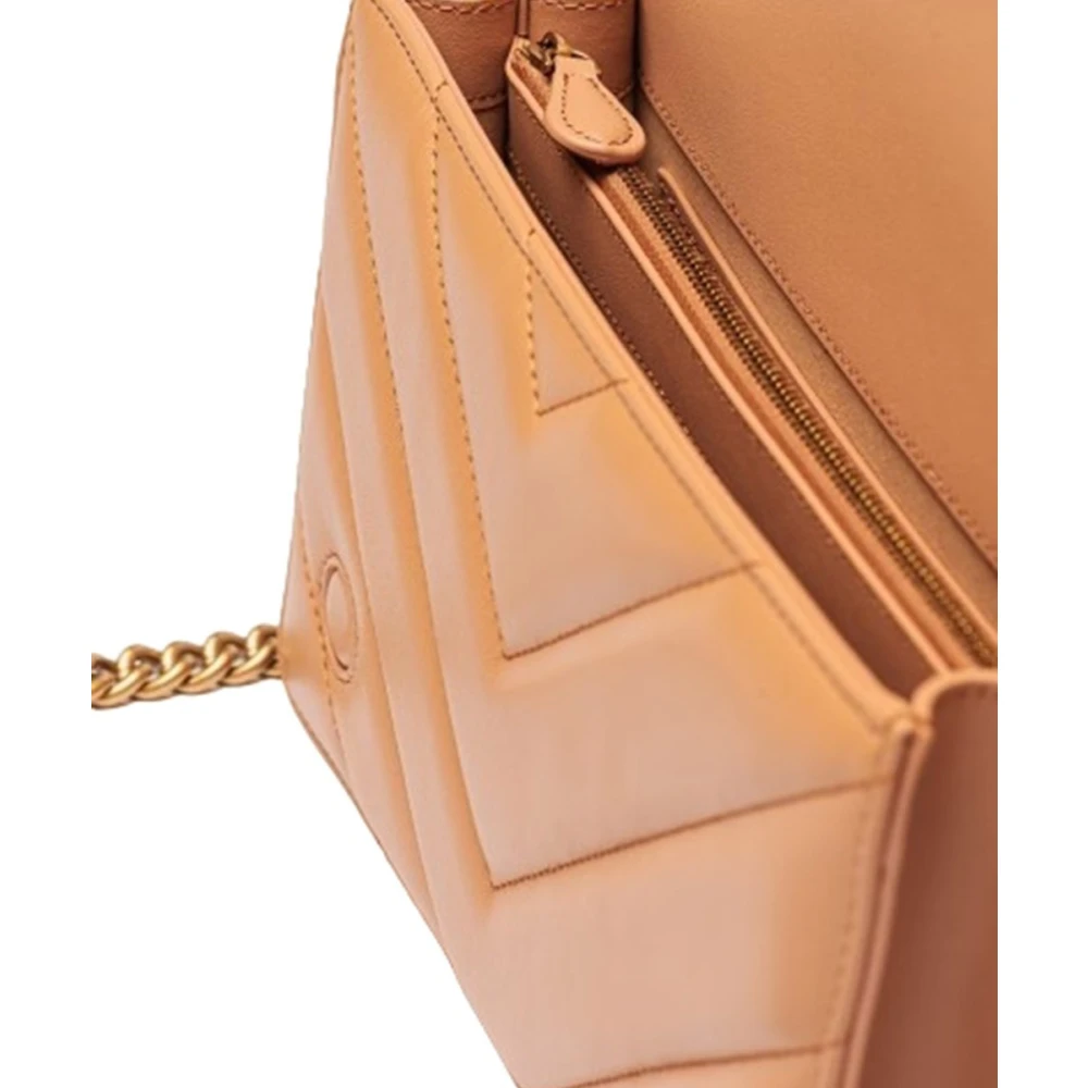 pinko Dames Camel Leren Schoudertas Brown Dames