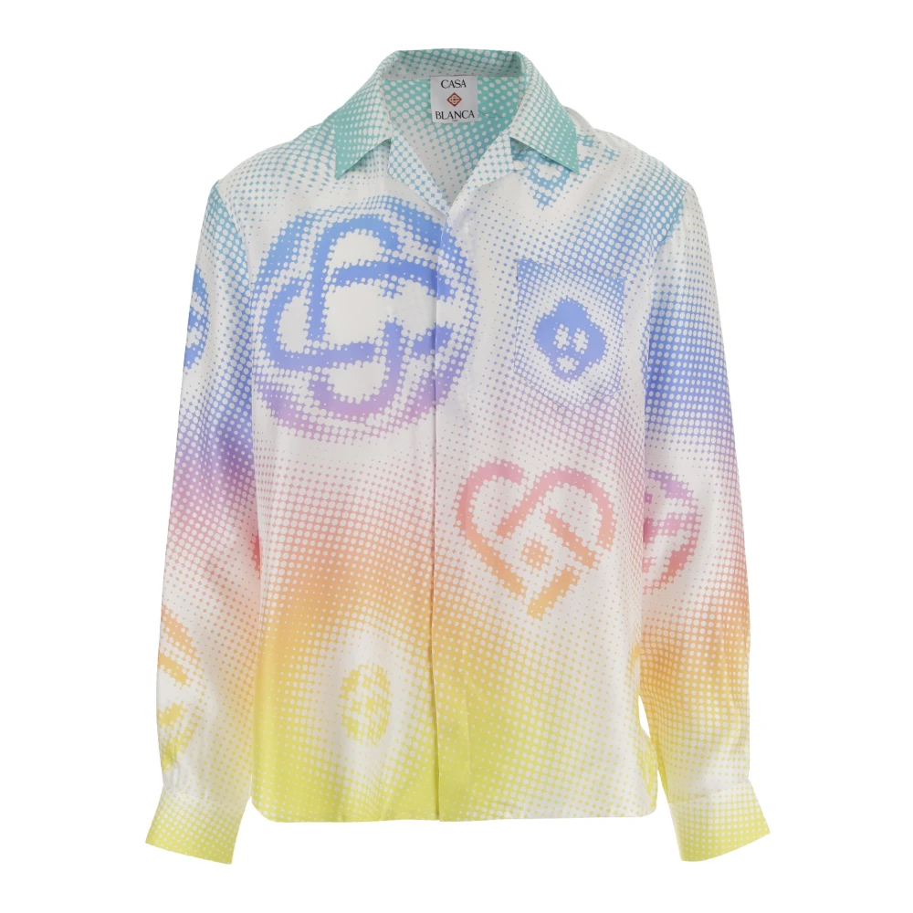Casablanca Men's Multicolor Casual Shirts, M, Silk Shirt With Graphic Print