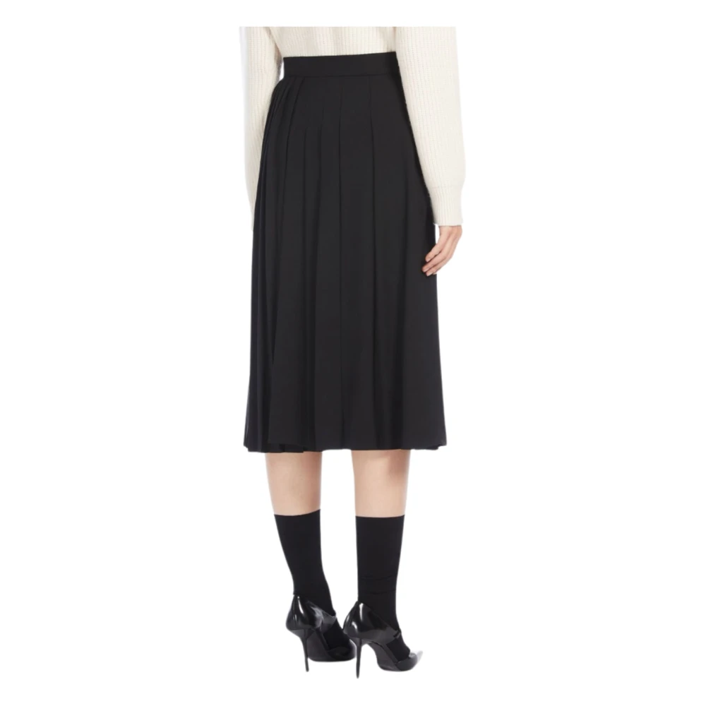 Max Mara Studio Zwarte wollen midi kilt rok Black Dames