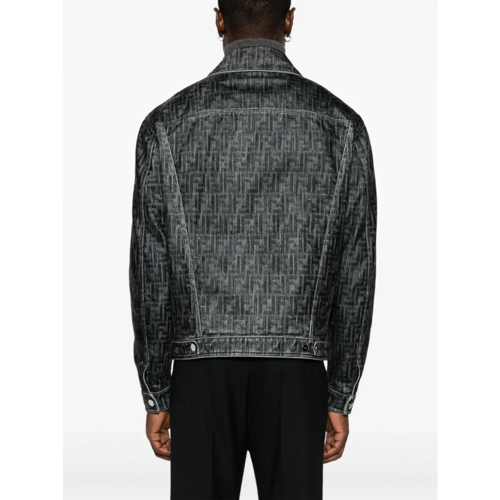 Fendi Denim jack met FF-motief Black Heren
