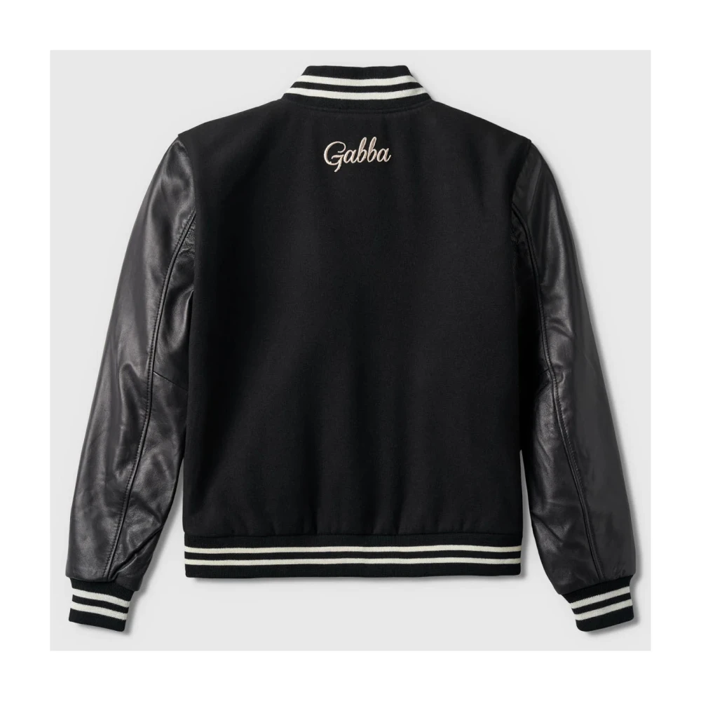 Gabba Zwarte varsity jack van wolblend met leren mouwen Black Heren