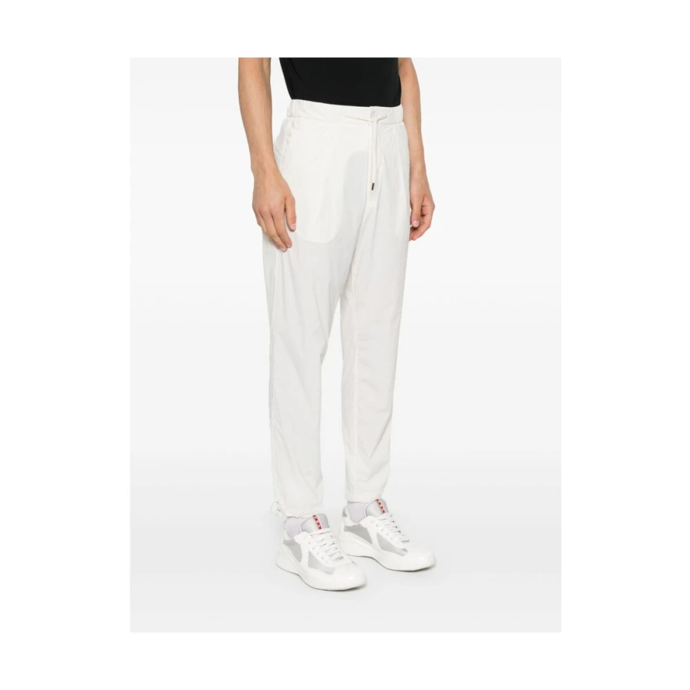Herno Witte Lichtgewicht Broek met Trekkoord en Plooidetails White Heren