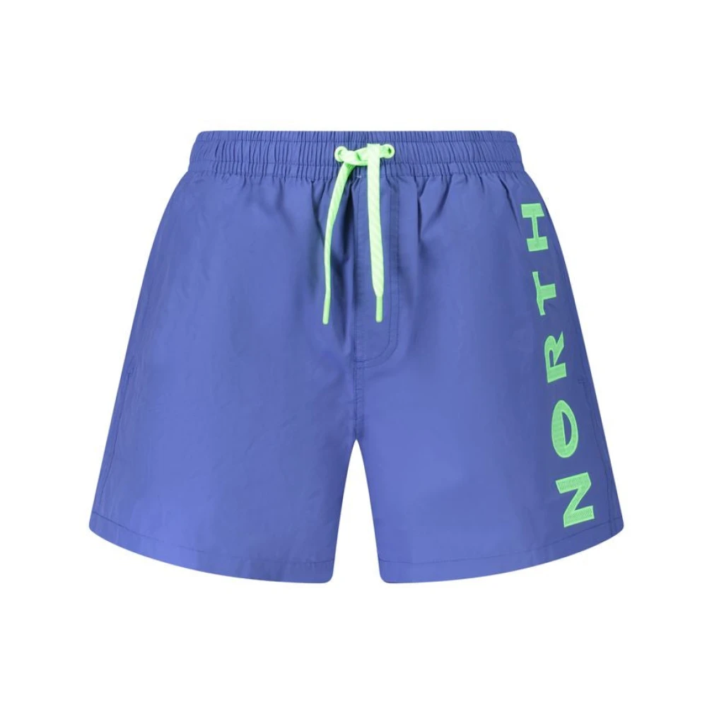 North Sails Men's Blue Cotton Swim Boxer With Ocean Print - Beachwear - 2XL- Swimwear