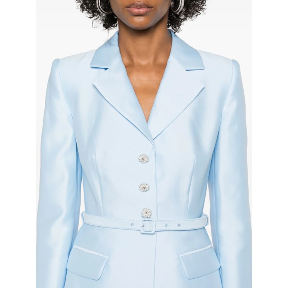 Self Portrait Lichtblauwe Taffeta Midi Jurk Blue Dames