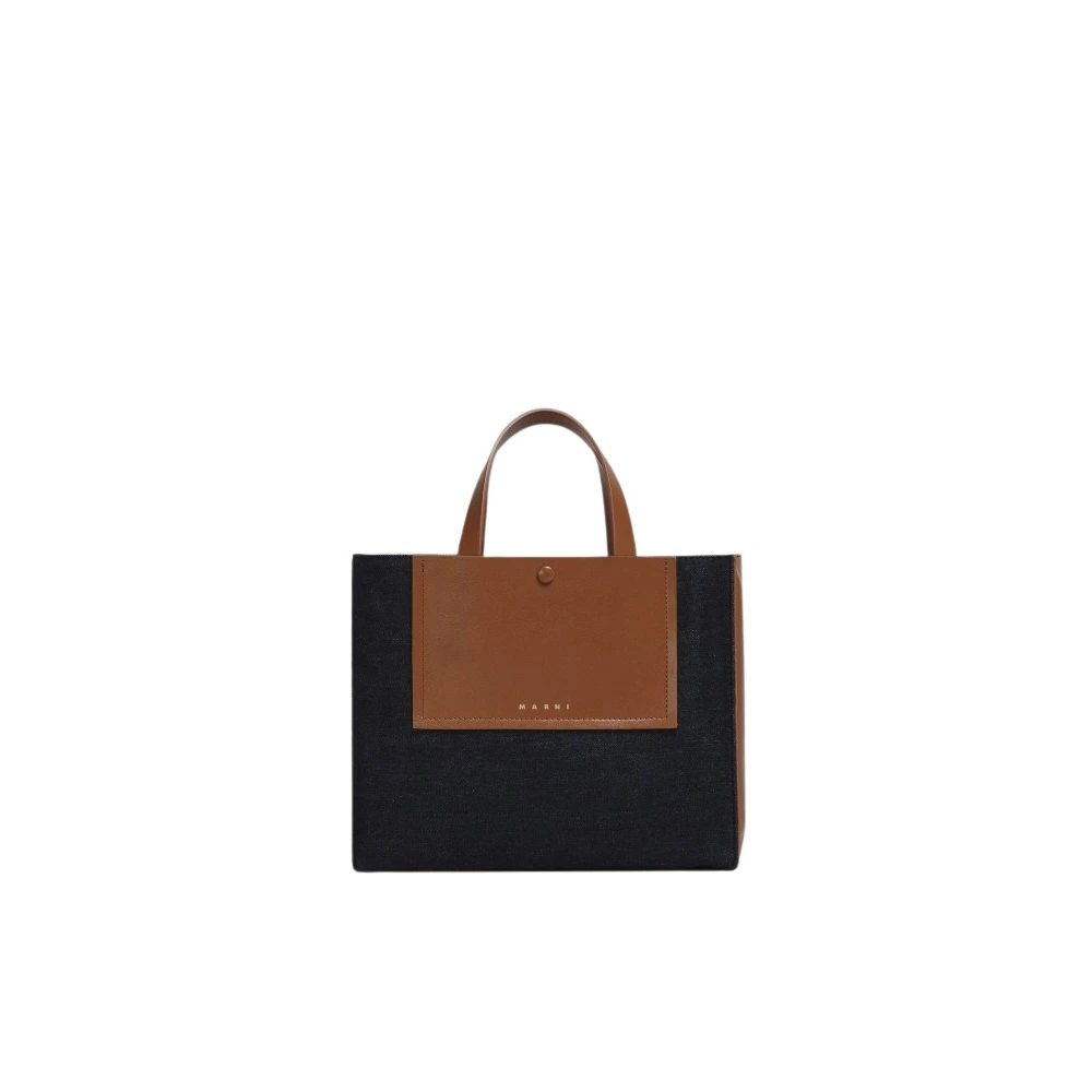 Marni Women's Multicolor Denim Brown Shoulder Bag - Shopping Bags - One Size - Bags