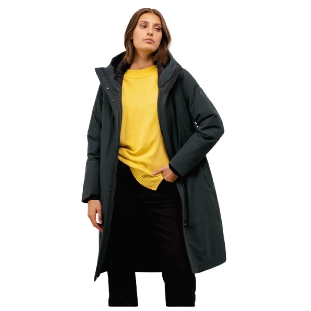 Scandinavian Edition Minimalistische Lange Parka met Capuchon Green Dames