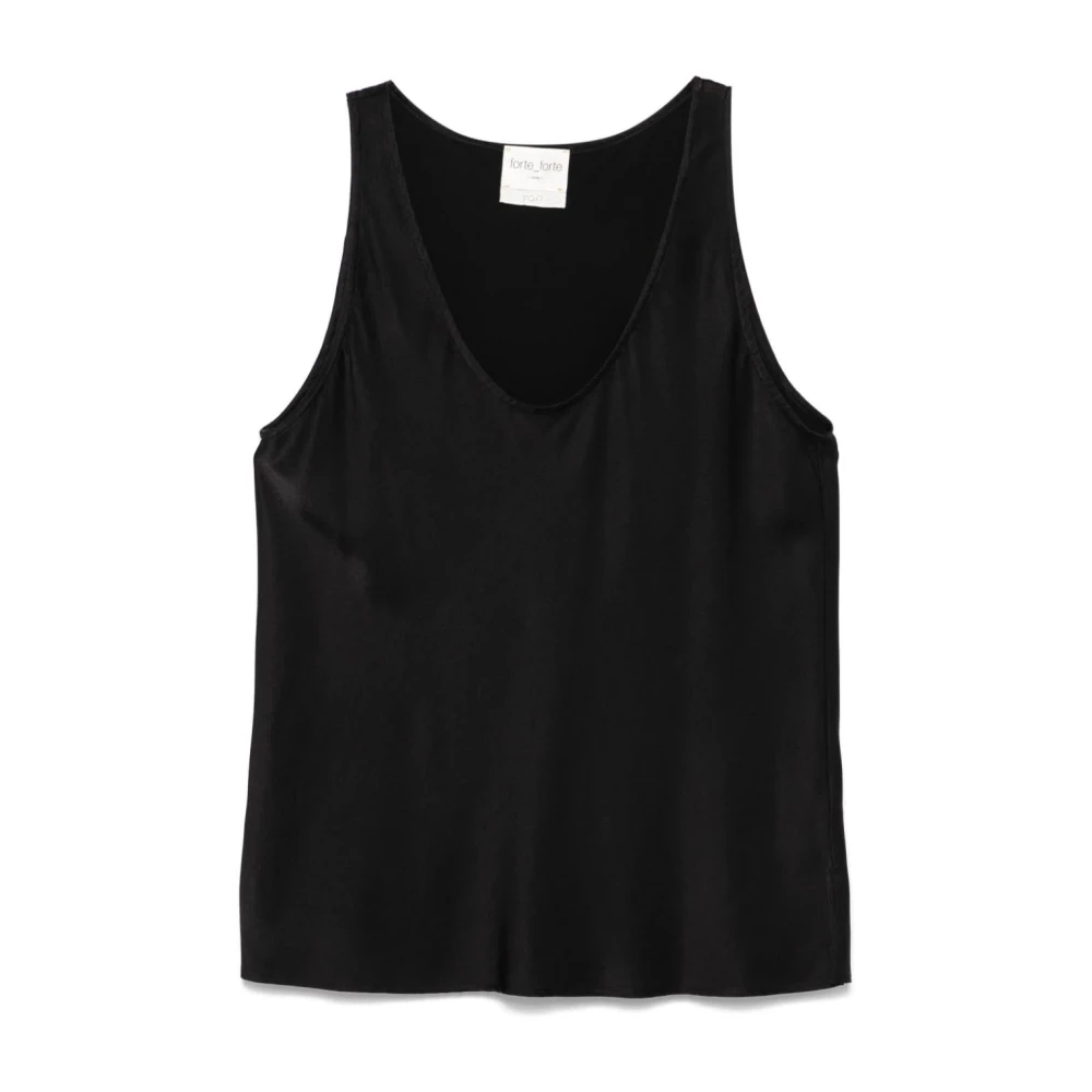Forte Zwarte Zijden Satijnen Zware Stretch Hemdje Black Dames