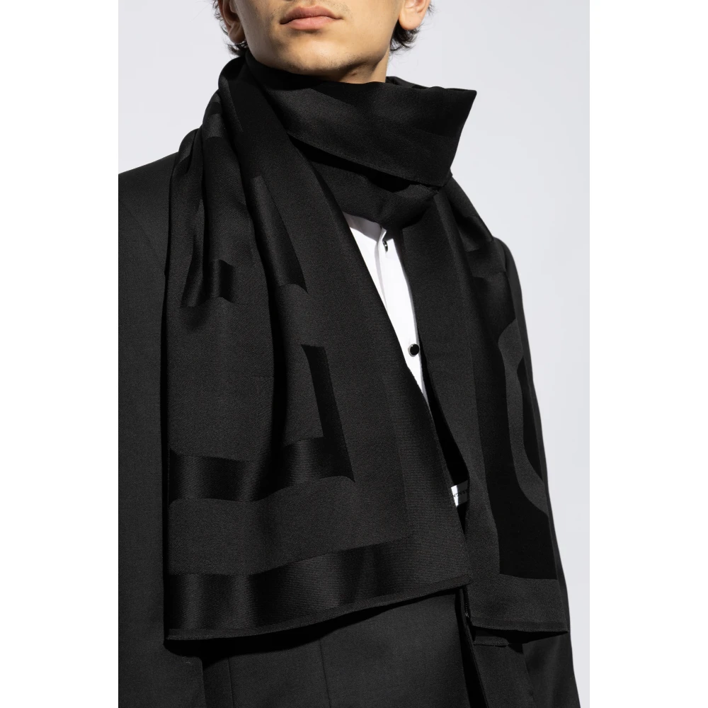 Salvatore Ferragamo Sjaal met logo Black Heren