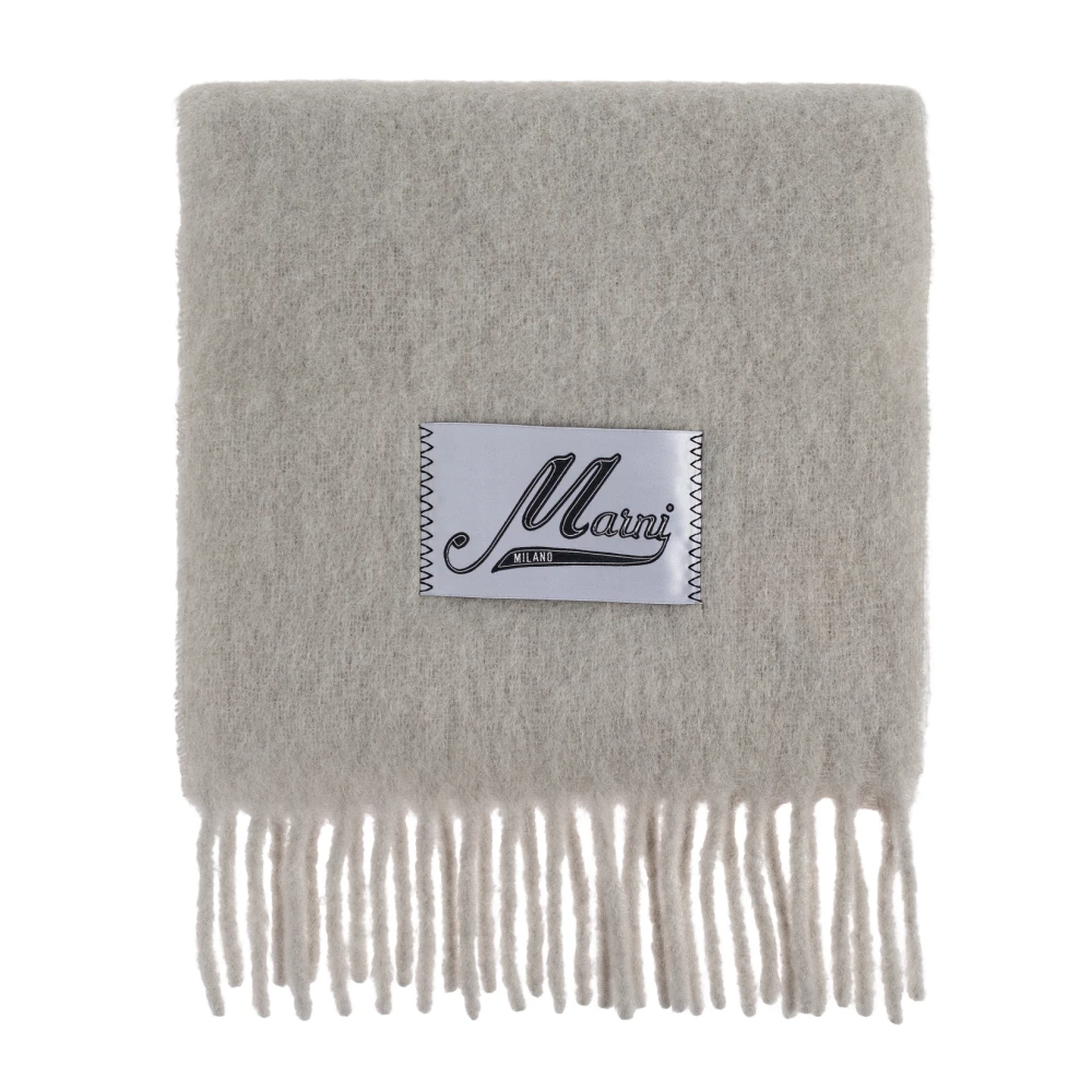 Marni Donna Grigio Sciarpa In Alpaca Spazzolata