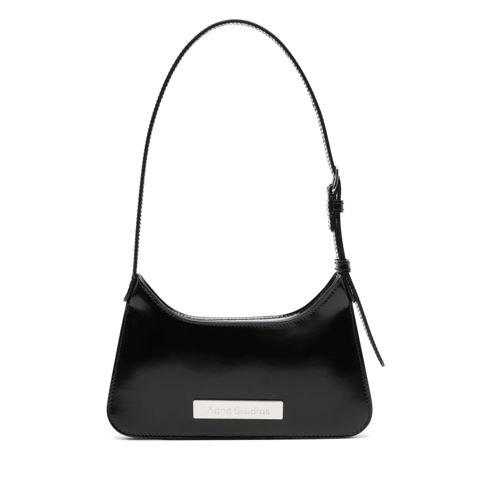 Acne Studios Zwarte leren schoudertas Black Dames