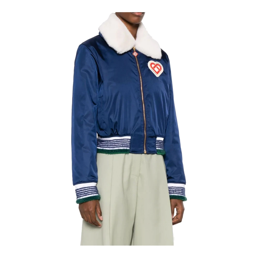 Casablanca Navy Bomberjack met Nepbont Blue Dames