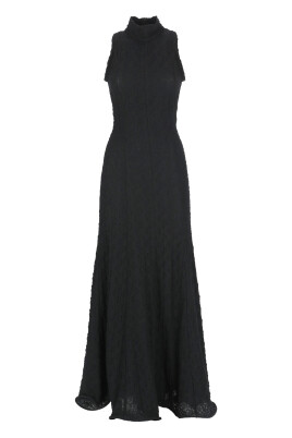 robe-noire-en-coton-col-haut-sans-manches
