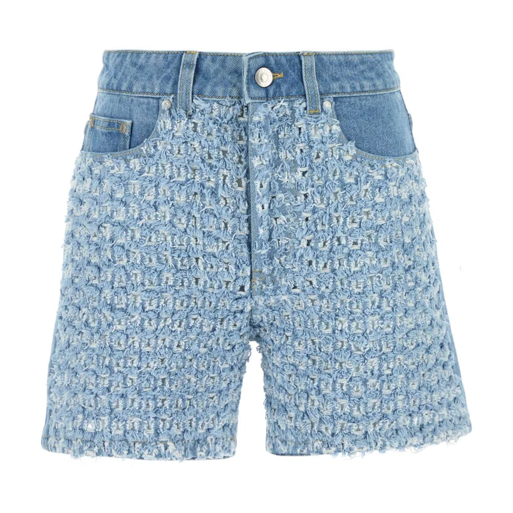 Stella Mccartney Women's Blue Mid-Rise Denim Bouclé Shorts - Denim Shorts - W27 - Shorts