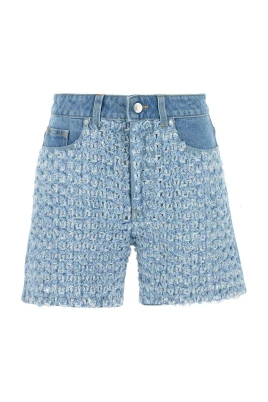 Mid-rise Denim Bouclé Shorts