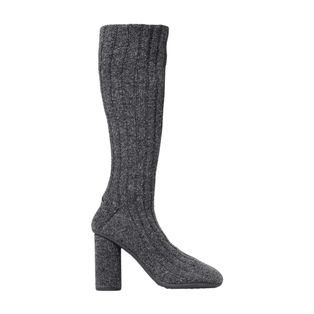 Bottega Veneta Black High Heel Wool Stretch Boot - Female - Heeled Boots - 4 Uk - Shoes