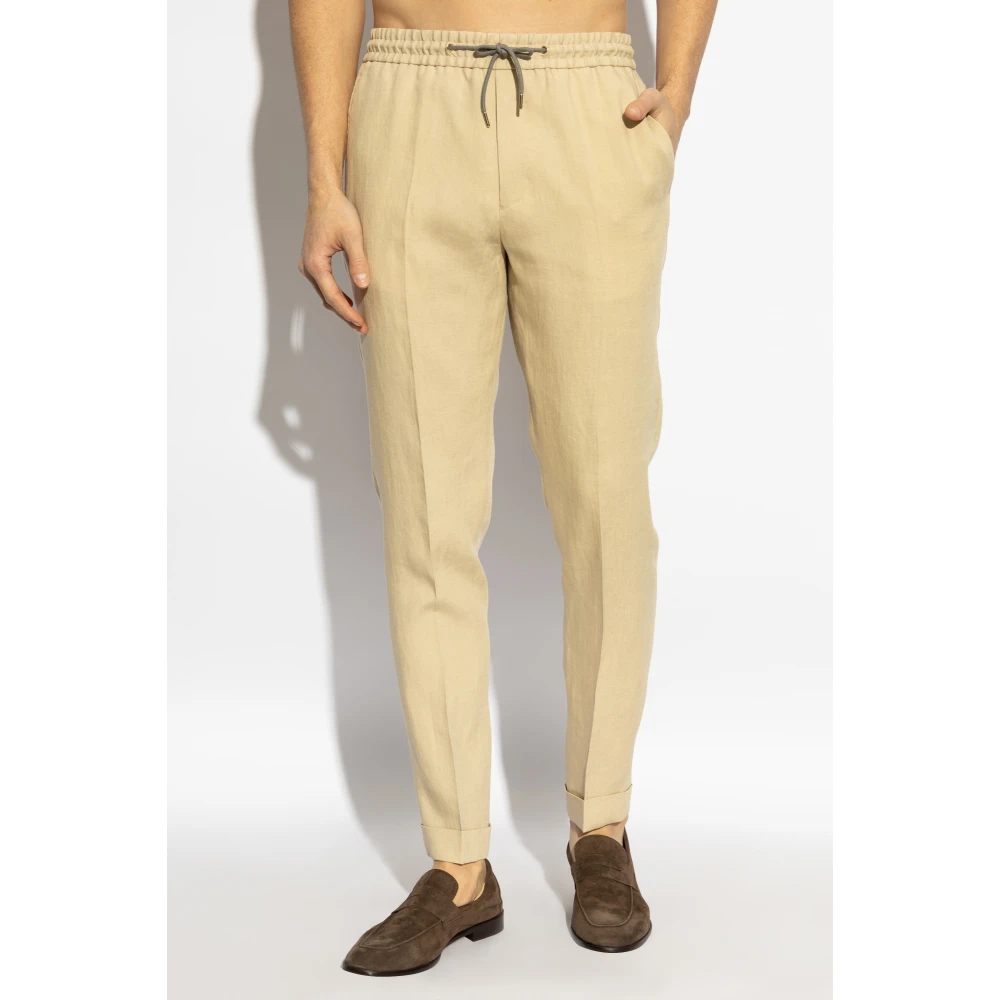 Paul Smith Linnen broek met vouw Beige Heren