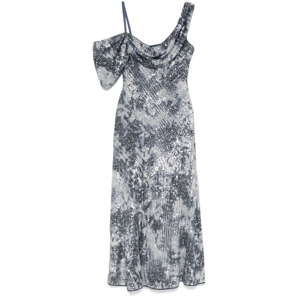 Diane Von Furstenberg Women's Blue Sequin Mesh Maxi Dress