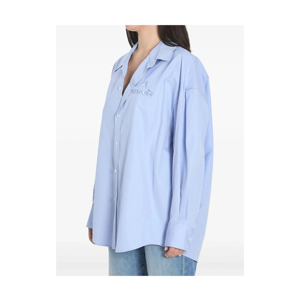 alexander wang Lichtblauw Geborduurd Logo Overhemd Blue Dames