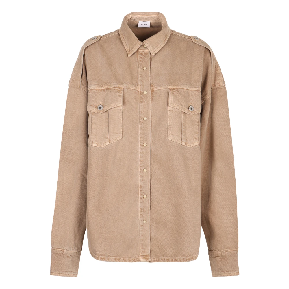Halfboy Denim Shirt met Twee Zakken Beige Dames