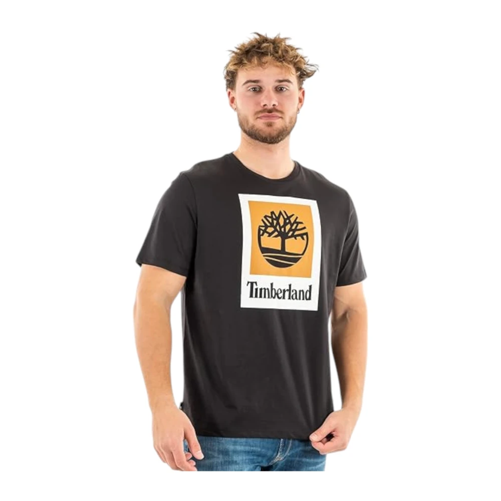 Timberland Korte Mouw Logo Stack T-Shirt Black Heren