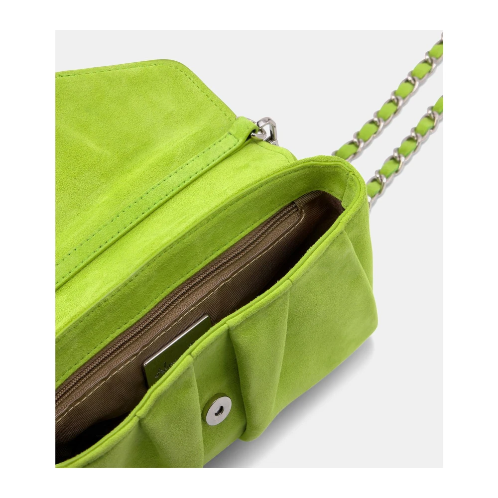 Alma en Pena Diamant Vierkante Leren Schoudertas Green Dames