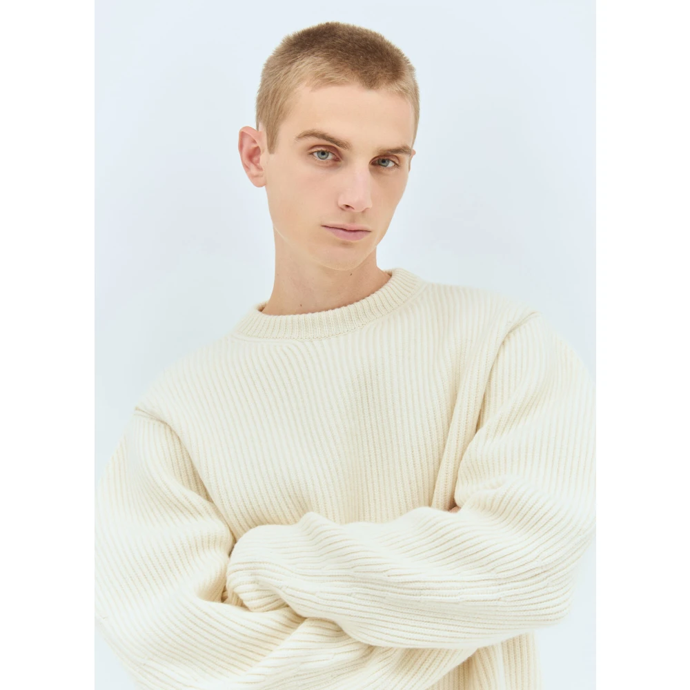 Jil Sander Wollen Crewneck Sweater Beige Heren