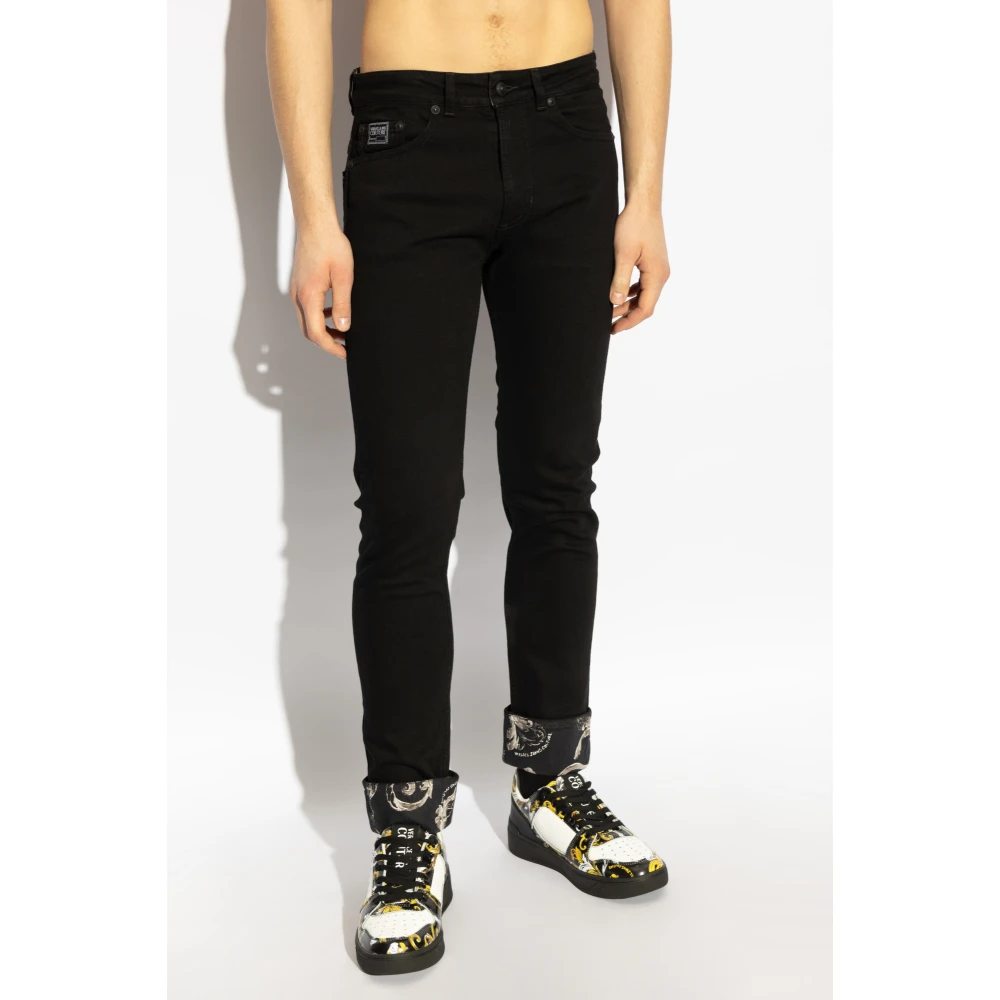 Versace Jeans Couture Jeans met Barocco-print op zakken Black Heren
